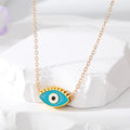 Gold Tone Open Lash Enamel Evil Eye Pendant Necklaces view 2