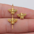 Detailed Bee Small Hole Metal Bead in Three Vintage Finishes view 4