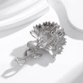 Flower Crystal Metal Brooch Pin 5.7 x 3.9 cm for Jackets and Lapels view 3