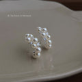 White Pearl And Clear Stone Curved Ear Climber Stud Earrings view 4