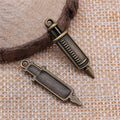Short Syringe Double-Sided Metal Charm in Two Antique Finishes view 4