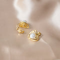 Triangle Pearl Look Stud and Clip-On Dangle Earrings view 3