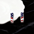 American Flag Enamel Hinged Hoop Earrings In Silver Tone view 3