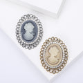 Oval Cameo Portrait Brooch With Crystal Filigree Border view 1