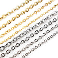 Flattened Oval Link Metal Chain in Gold and Steel Tone Options view 1