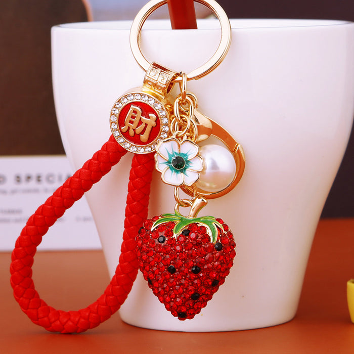 Mixed Crystal Fruit Keychains in Five Designs with Fortune and Clasp Free Loops