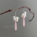 Silver-Tone Pearl Pink Teardrop Cluster Hook Earrings view 4