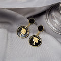 Cameo Profile Medallion and Black Top Statement Drop Earrings view 6