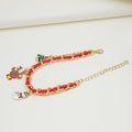 Six Christmas Charm Ribbon Woven Gold Chain Bracelets view 2