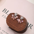 Silver Star Crystal Look Cube Cluster Dangle Stud Earrings view 3