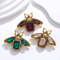 Green Gold Tone Bee Crystal Three Designs Metal Brooch Pin view 4