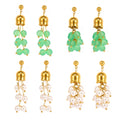 Gold Bell Cap Grape Cluster Earrings Green Stone Pearl view 5