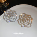 Large Open Rose Crystal Brooch In Gold Tone Or Silver Tone view 4