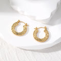 Gold Tone Textured Geometric Hoop Earrings in Eight Designs view 6