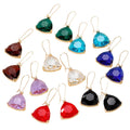 Rounded Triangle Faceted Glass Dangle Earrings Gold Hooks 8 Colors view 5