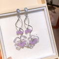 Crystal Flower Drop Earrings in Purple and Green Fashion Jewelry view 6