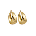 Gold and Silver Wide Brushed Domed Statement Hoop Earrings view 5