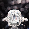Silver Tone Rectangular Double Halo Statement Ring view 2