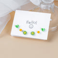 Green Heart Daisy Yellow Dot Stud Earring Set Three Pairs view 1