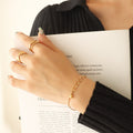 Gold Dual Layer Snake Lips Chain Bracelet With Steel Ball Charm view 6