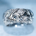 Silver Woven Leaf Openwork Band Marquise Clear CZ Fashion Ring view 2