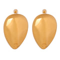 Large Polished Teardrop Stud Earrings Gold Steel Metal view 5
