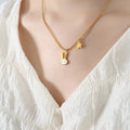 Gold Bunny Face Pendant Necklace Star Charm Ball Chain view 6