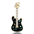Shell Effect Electric Guitar Brooch in Black or White view 2