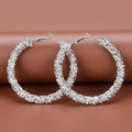 Pave Crystal Large Hoop Earrings Multi Tone Metal Options view 2