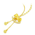 Gold Tone Rocking Horse Pendant Necklace with Chain Tassels view 5