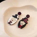 Mismatched Witch Girl Acrylic Novelty Dangle Earrings view 2