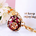 Jeweled Fortune Bag Keychain With Gold Tone Leaf Top view 4