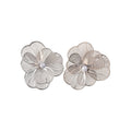 Layered Wire Flower Clip On Earrings With Pearl Centers view 5