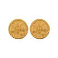 Embossed Floral Disc Stud Earrings in Silver or Gold Tone view 5