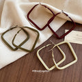 Open Square Hoop Earrings In White And Red Jewelry Design view 2