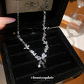 Crystal Flower And Bow Silver Tone Necklace Jewelry Design view 2