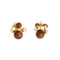 Brown Round Pearl Look Mixed Cluster Stud Earrings view 5