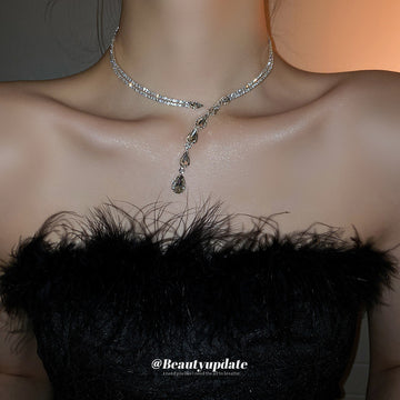 Silver Rhinestone Choker Teardrop Open Heart Bow Styles