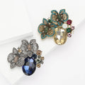 Vintage Floral Oval Gem Brooch in Blue or Champagne view 1