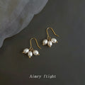 Gold Tone Irregular White Pearl Cluster Hook Earrings For Women view 1