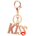 Gold-Tone Metal KISS Letter Keychain With Clear Stones And Lip Charm view 5