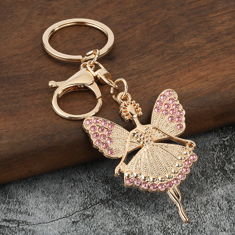 Rhinestone Angel Girl Zinc Alloy Keychain Gift Accessory