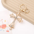 Rhinestone Filigree Cross Keychain Metal Religious Charm view 2