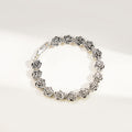 Antique Silver Sculpted Rose Link Floral Chain Bracelet view 4