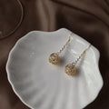 Gold Wire Cage Ball Pearl Bead Fishhook Drop Earrings view 3