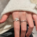 Mother Of Pearl Flower Clover Crystal Ring Two Piece Sets view 4
