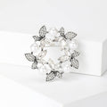 Floral Wreath Brooch with Faux Pearls and Crystal Leaves view 5