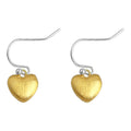Brushed Gold Heart Drop Earrings Silver Fishhook Posts view 5