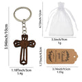 Dark Wood Open Cross Keychain With Split Ring and Chain view 2