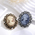 Blue Silver Tone Woman Portrait Crystal Two Designs Metal Brooch Pin view 4